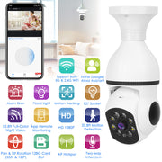 1Pc E27 WiFi Bulb Camera 1080P FHD WiFi IP Pan Tilt Security Surveillance Camera With Two-Way Audio Full Color Night Vision Flood Light Motion Tracking Siren Function APP Control