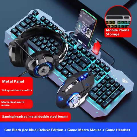 Mechanical Feeling Wired Key Mouse Headset Bundle