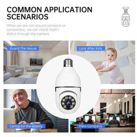 Smart Home Security PTZ Camera Wireless Lights 360 Degree Night Vision Surveillance Remote View CCTV Security WIFI Light Bulb Camera