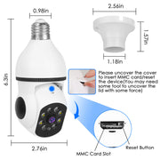 1Pc E27 WiFi Bulb Camera 1080P FHD WiFi IP Pan Tilt Security Surveillance Camera With Two-Way Audio Full Color Night Vision Flood Light Motion Tracking Siren Function APP Control